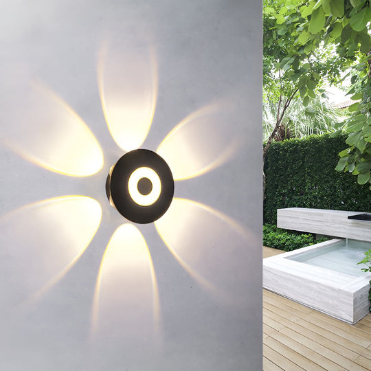 Round Waterproof LED Black Wall Washer Sconce Light