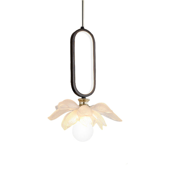 Creative Lotus Flowers Luminous Copper Oval Ring LED Modern Pendant Light