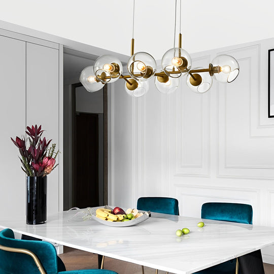 8 Lights Glass Shade LED Postmodern Chandelier Dining Room Light Fixture