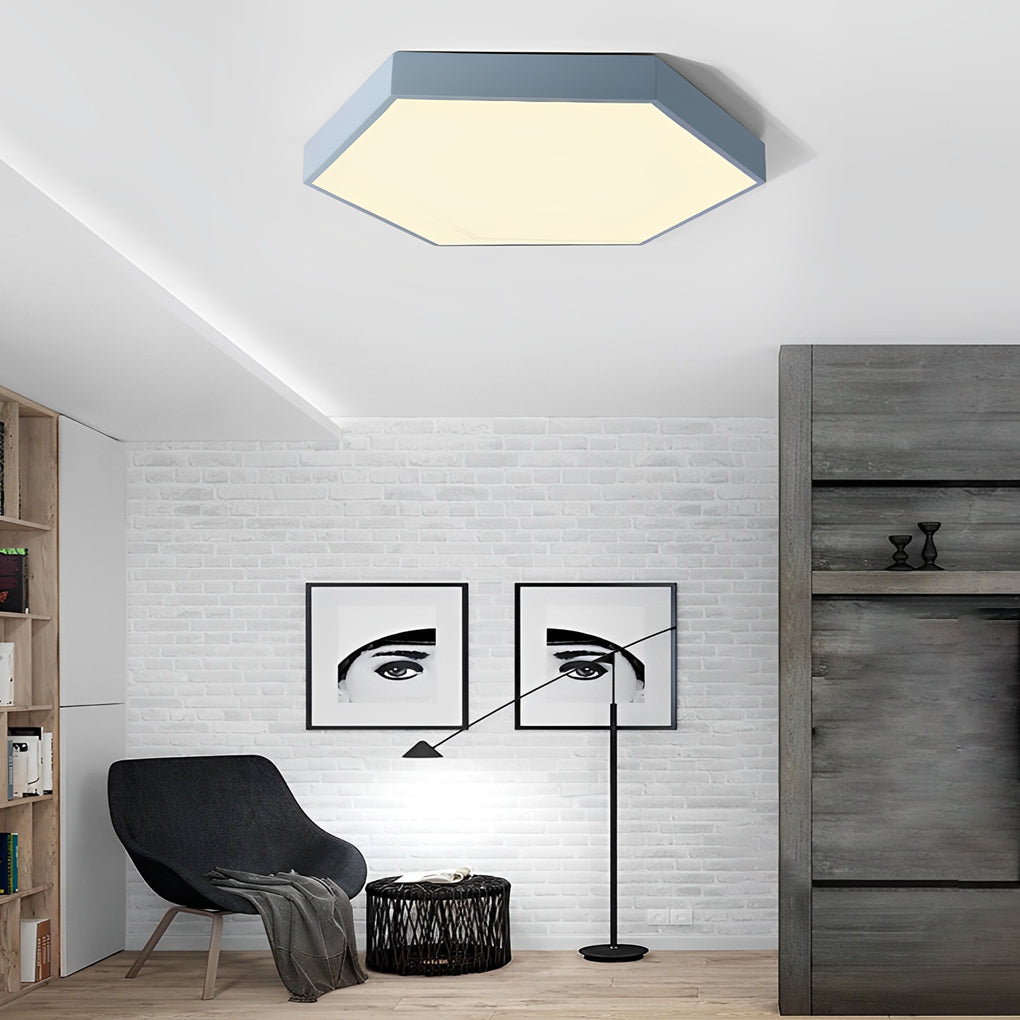 Geometric Hexagon Shaped LED Modern Ceiling Light – Flush Mount