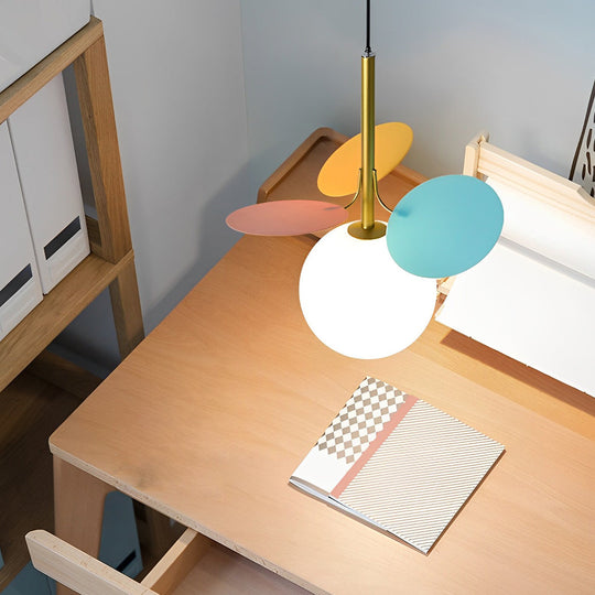 Colorful Creative Glass Flower Leaves Nordic Pendant Light