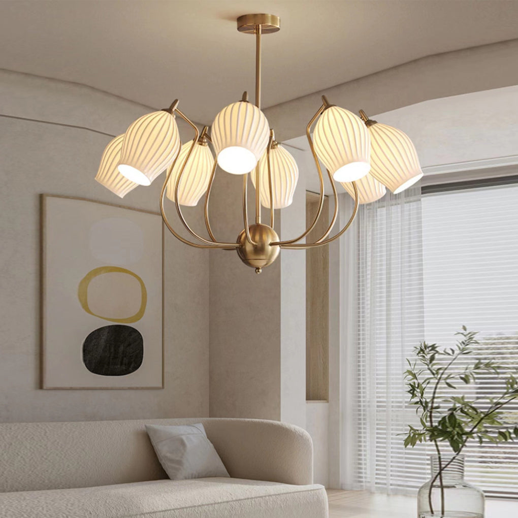 4 Lights Ceramic Flower-Shaped Warm Light Modern Ceiling Light