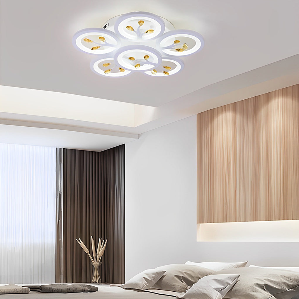 16 Lights Flower Dimmable LED White Nordic Ceiling Light – Flush Mount