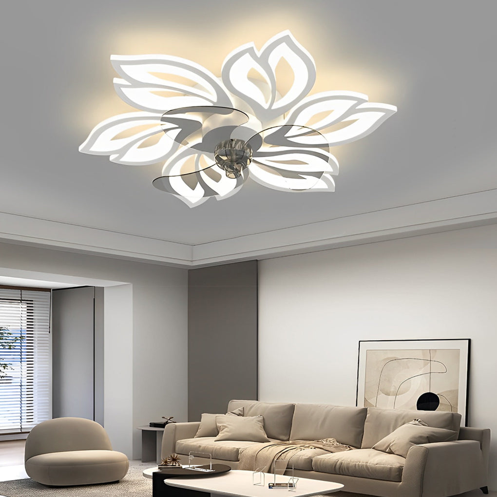 Flower Smart Stepless Dimming LED Modern Ceiling Fan Light