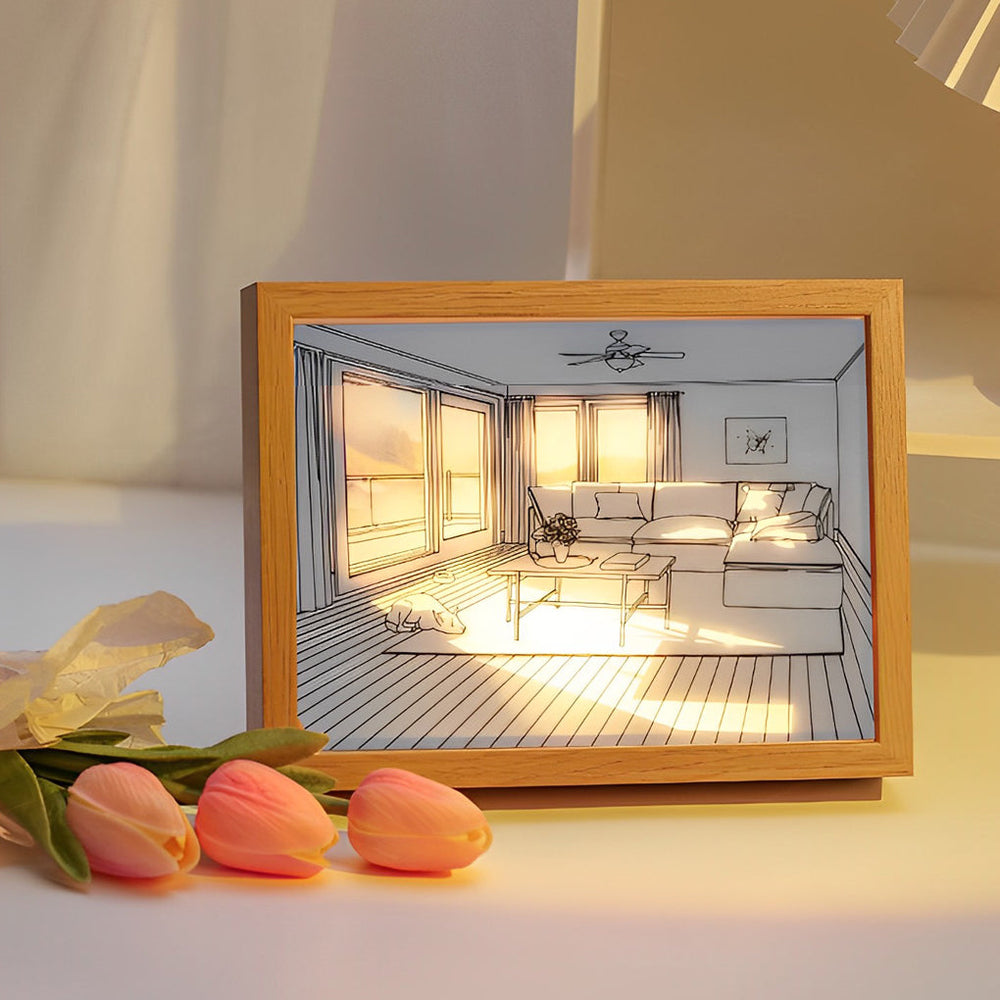 Wooden Frame Touch Control Dimmable LED Night Light