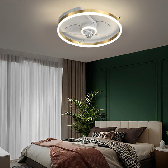 Round Modern Bladeless LED Ceiling Fan Lamp with Remote Control