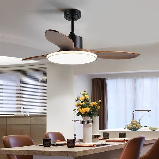Wooden Nordic LED Ceiling Fan Light with Remote Control