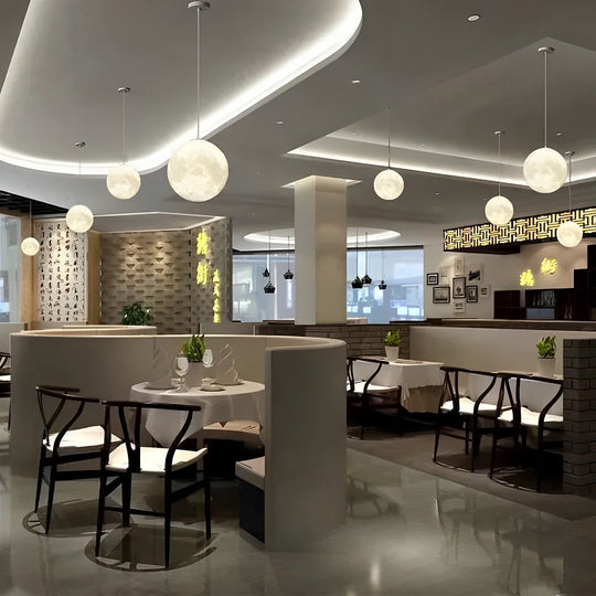 Round Moon Lunar 3D Creativity White Pendant Lamp