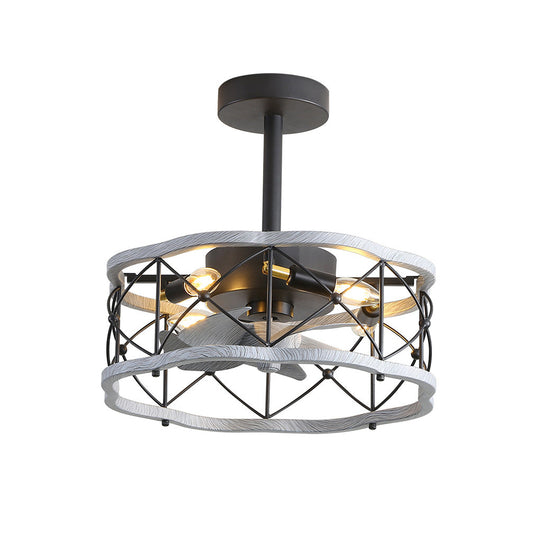 Retro Rustic Bladeless Ceiling Fan Light with Remote