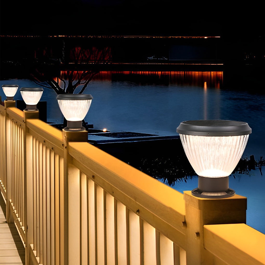 Round LED Solar Post Caps Lights – Modern Pillar Lighting