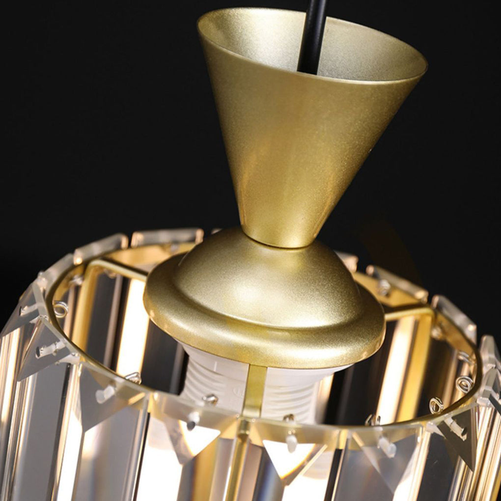 Round Square Metal Crystal Three Step Dimming Modern Pendant Light
