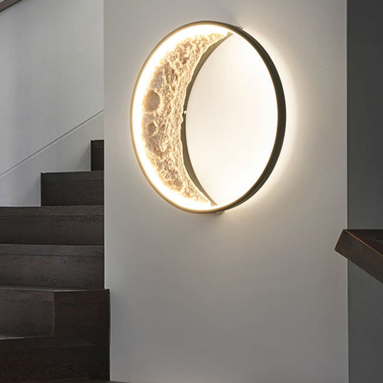 Crescent Moon Resin LED Outdoor Wall Light