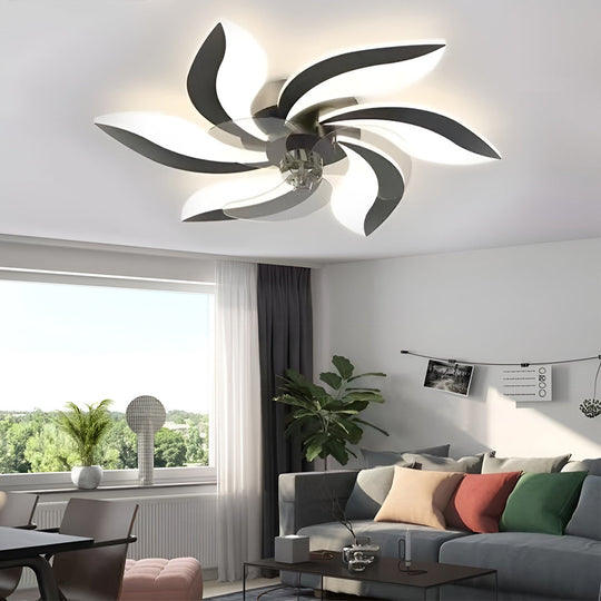 Creative Flower Shaped Three-Step Dimming LED Nordic Ceiling Fan Light