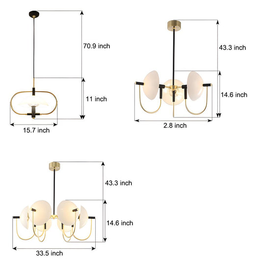Aperture Semicircular Opal Glass Dome Chandelier – 1/3/6 Lights