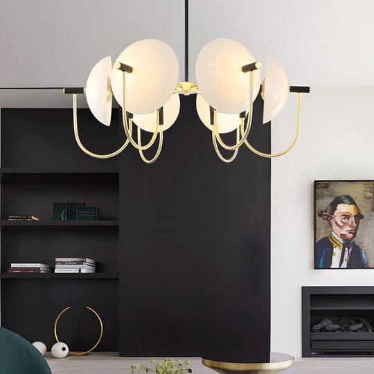 Aperture Semicircular Opal Glass Dome Chandelier – 1/3/6 Lights