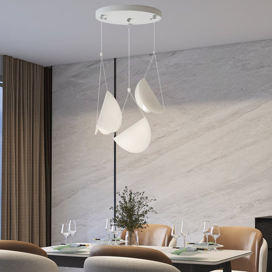 Minimalist White Glider Pendant Light – 1/3/6 Heads