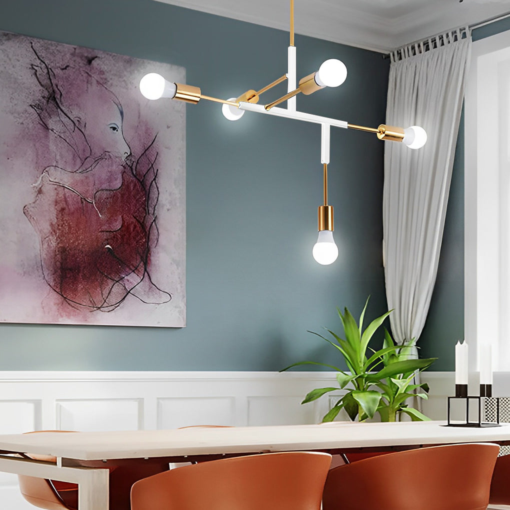 5 Lights LED Creative Branch Electroplated Iron Modern Chandelier Ceiling Light