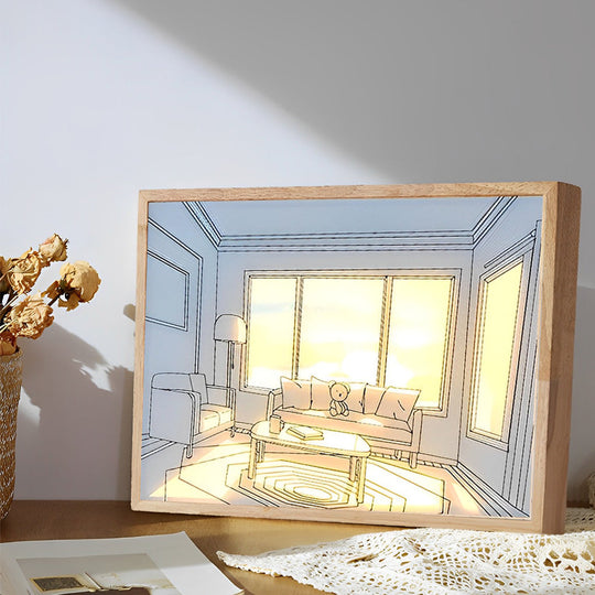 Wooden Frame Touch Control Dimmable LED Night Light