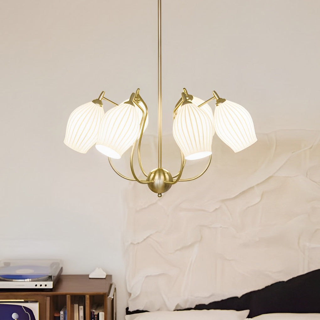 4 Lights Ceramic Flower-Shaped Warm Light Modern Ceiling Light