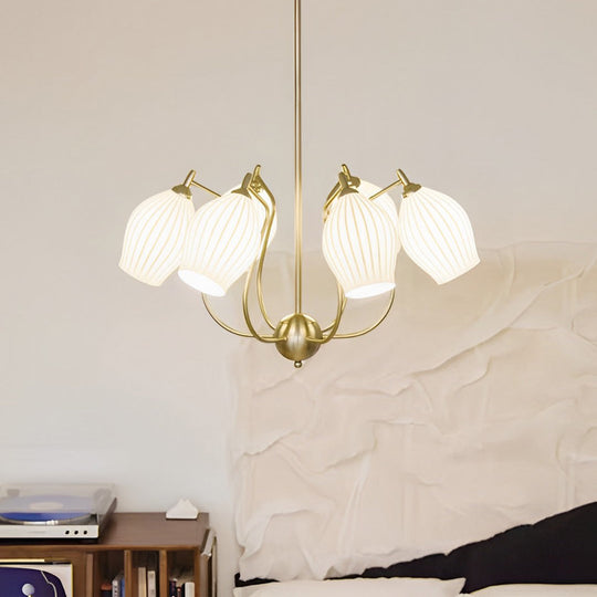 4 Lights Ceramic Flower-Shaped Warm Light Modern Ceiling Light