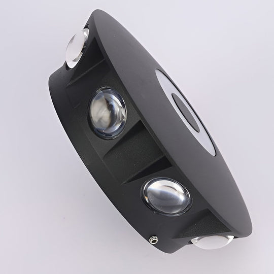 Round Waterproof LED Black Wall Washer Sconce Light