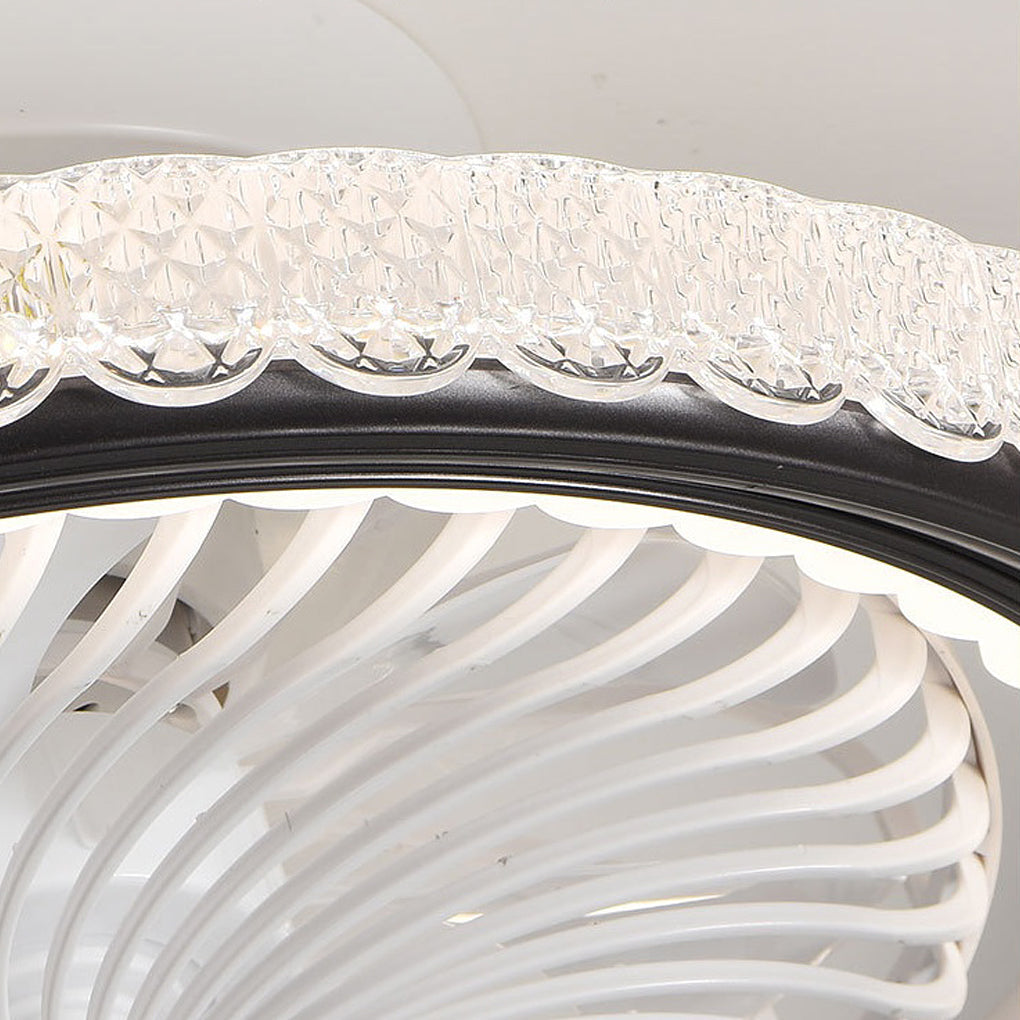 Round Bladeless Ceiling Fan with 3-Step Dimmable LED and Silent Airflow