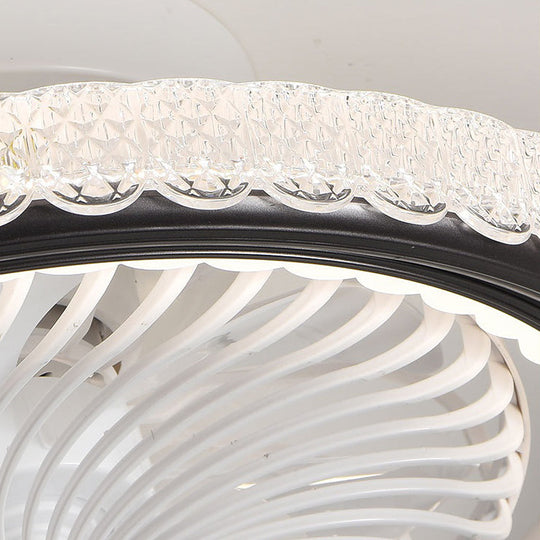Round Bladeless Ceiling Fan with 3-Step Dimmable LED and Silent Airflow