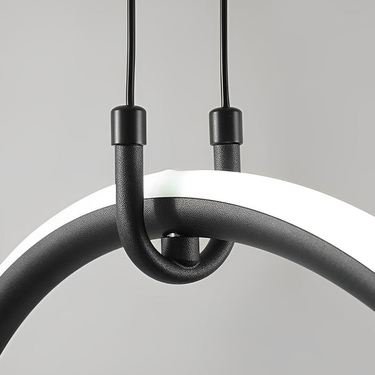 Long Linear Ring Three-Step Dimming Modern Minimalist LED Chandelier