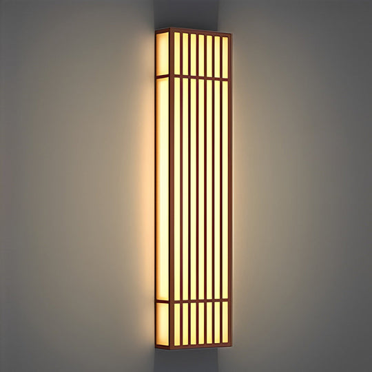 Retro Vertical Stripe Grid LED Waterproof Brown Outdoor Wall Lamp