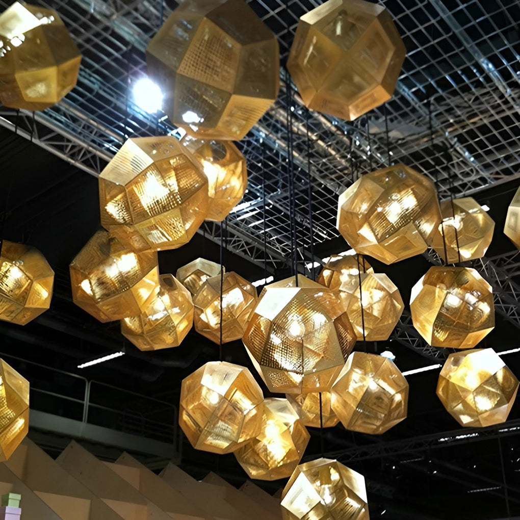 Geometric Round – Electroplated Metal Postmodern Pendant Light Chandelier