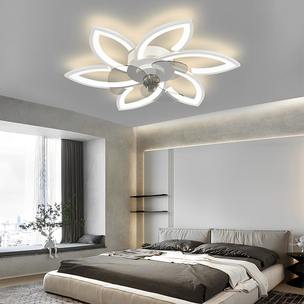 Flower Smart Stepless Dimming LED Modern Ceiling Fan Light
