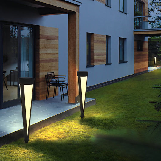 Round Gray Solar LED Outdoor Lawn Light