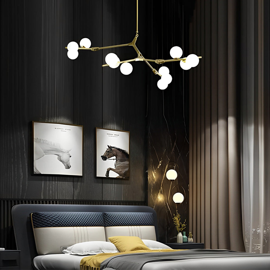 Nordic Style Modern Minimalist Cluster Metal Glass Chandelier – Black & Gold