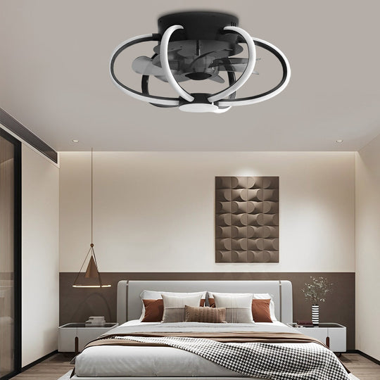 Flower Shaped Bladeless Ceiling Fan with Dimmable LED and Remote Control