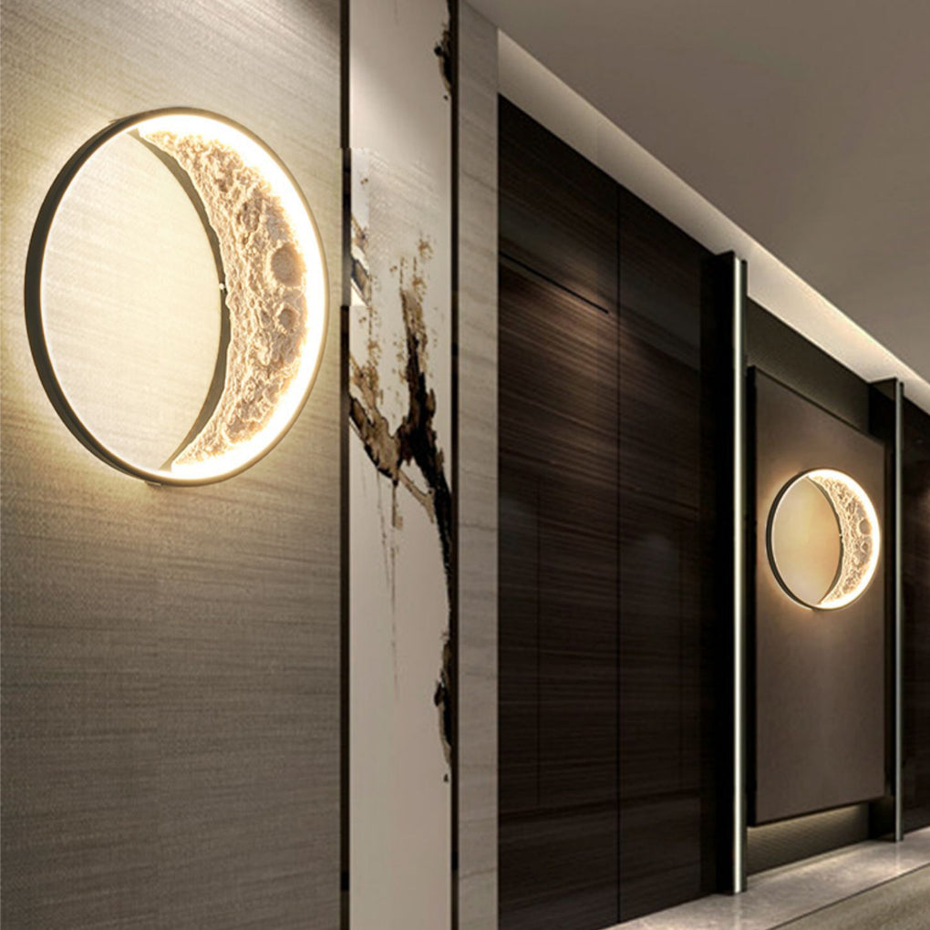 Crescent Moon Resin LED Outdoor Wall Light