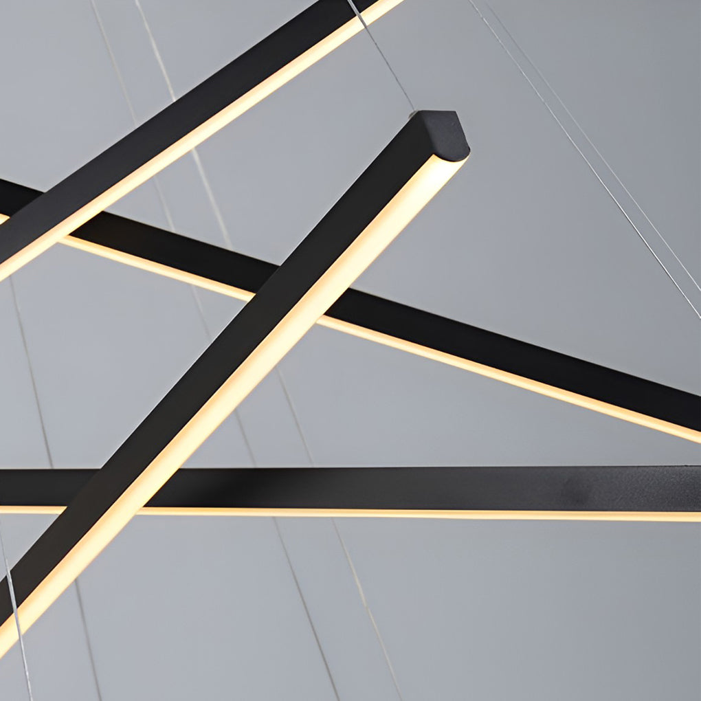 Minimalist Strip – Stepless Dimming LED Black Modern Chandelier with Remote
