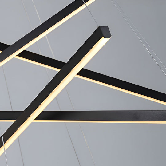 Minimalist Strip – Stepless Dimming LED Black Modern Chandelier with Remote