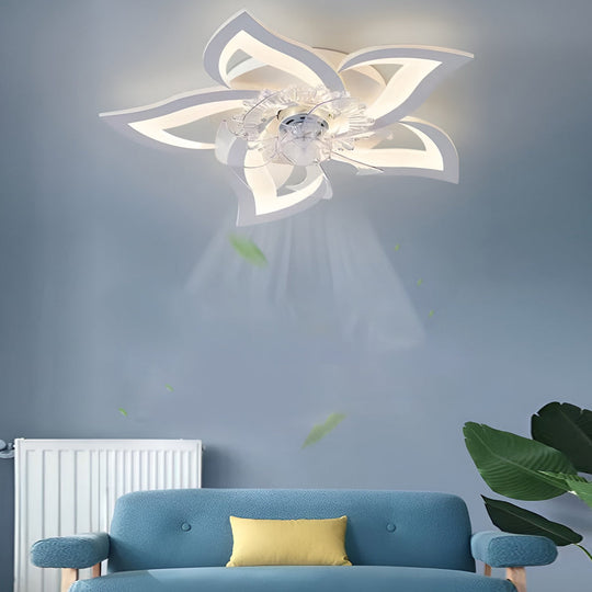 Creative Flower Shaped Three-Step Dimming LED Nordic Ceiling Fan Light