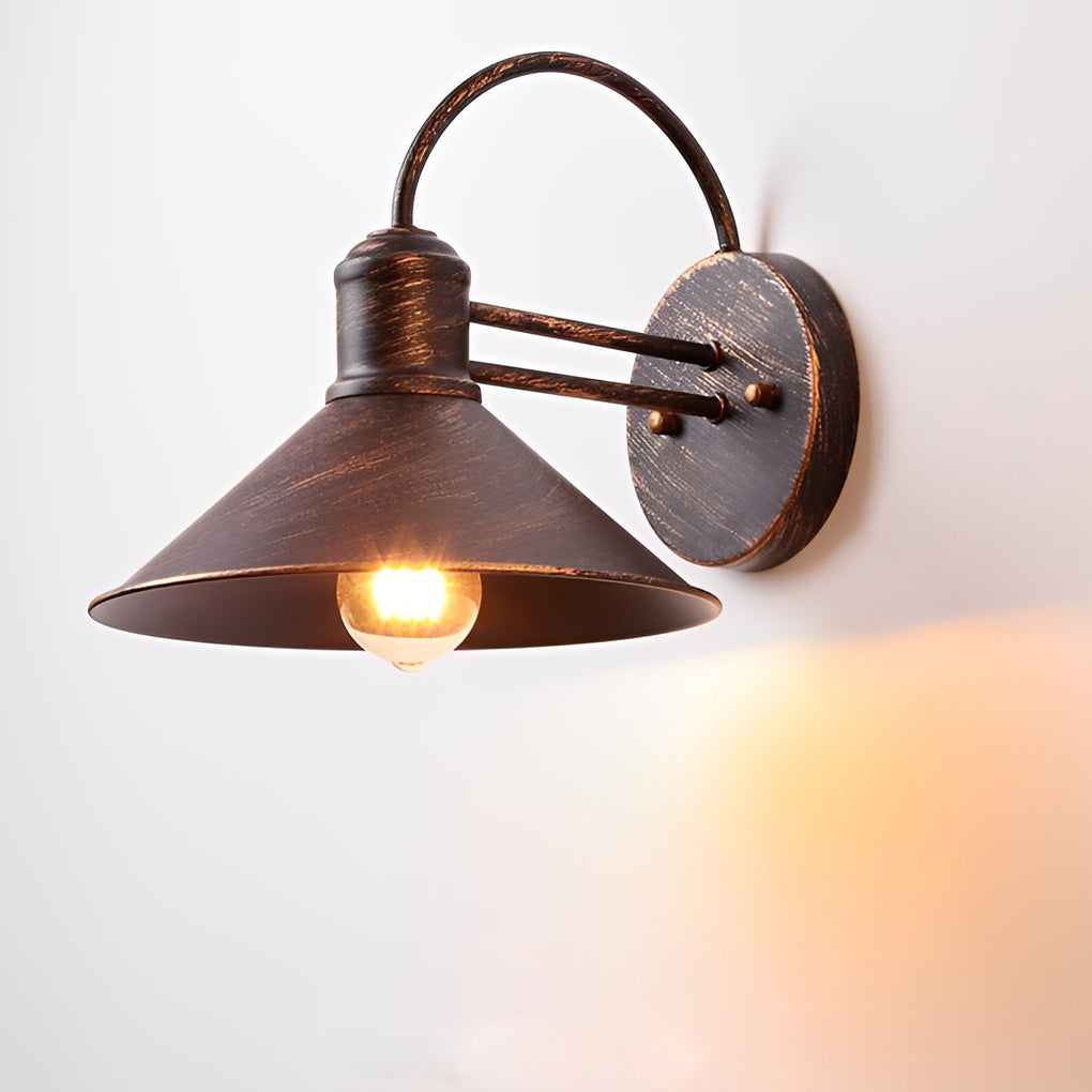 Retro Conical Iron Industrial Outdoor Wall Lamp