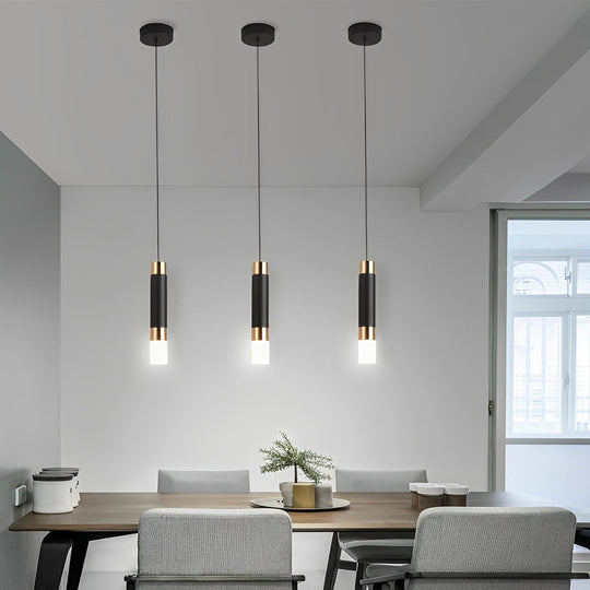 Personality Minimalist LED Black Nordic Pendant Light for Kitchen Island