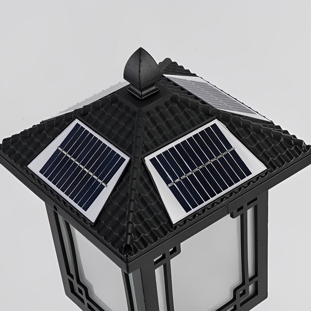 Ancient House Style Solar LED Post Light with 3-Step Dimming