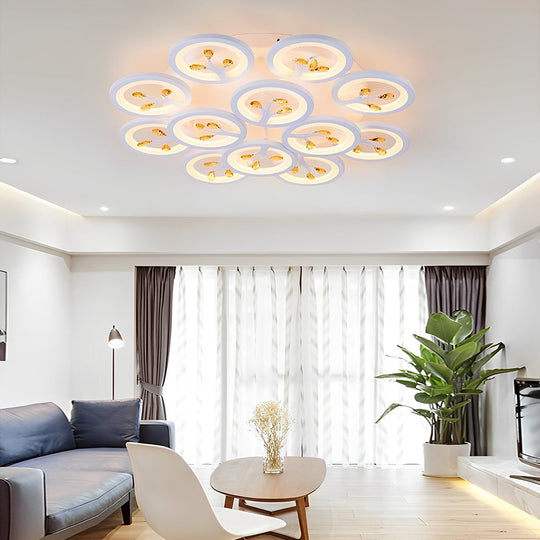 16 Lights Flower Dimmable LED White Nordic Ceiling Light – Flush Mount