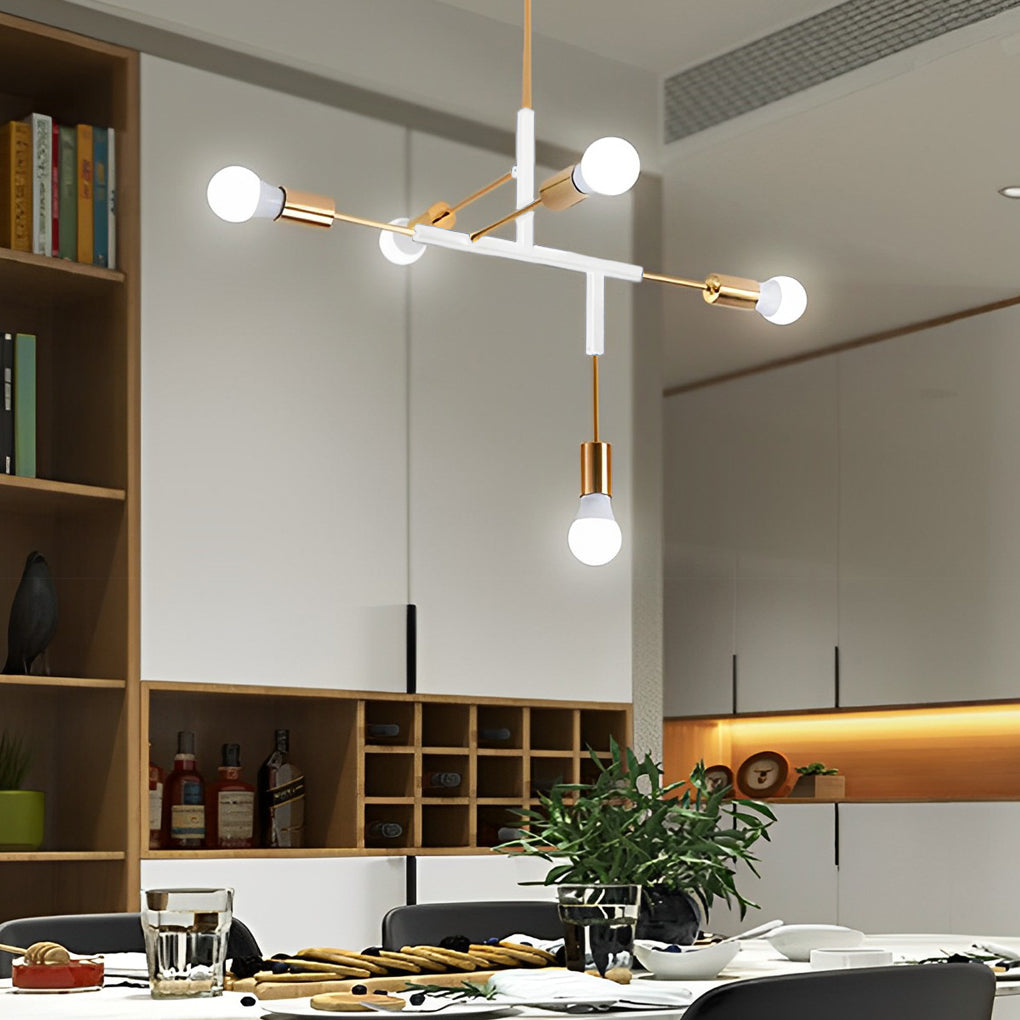 5 Lights LED Creative Branch Electroplated Iron Modern Chandelier Ceiling Light