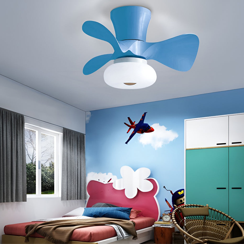 Macaron Color 3-Step Dimming LED Nordic Inverter Ceiling Fan Light