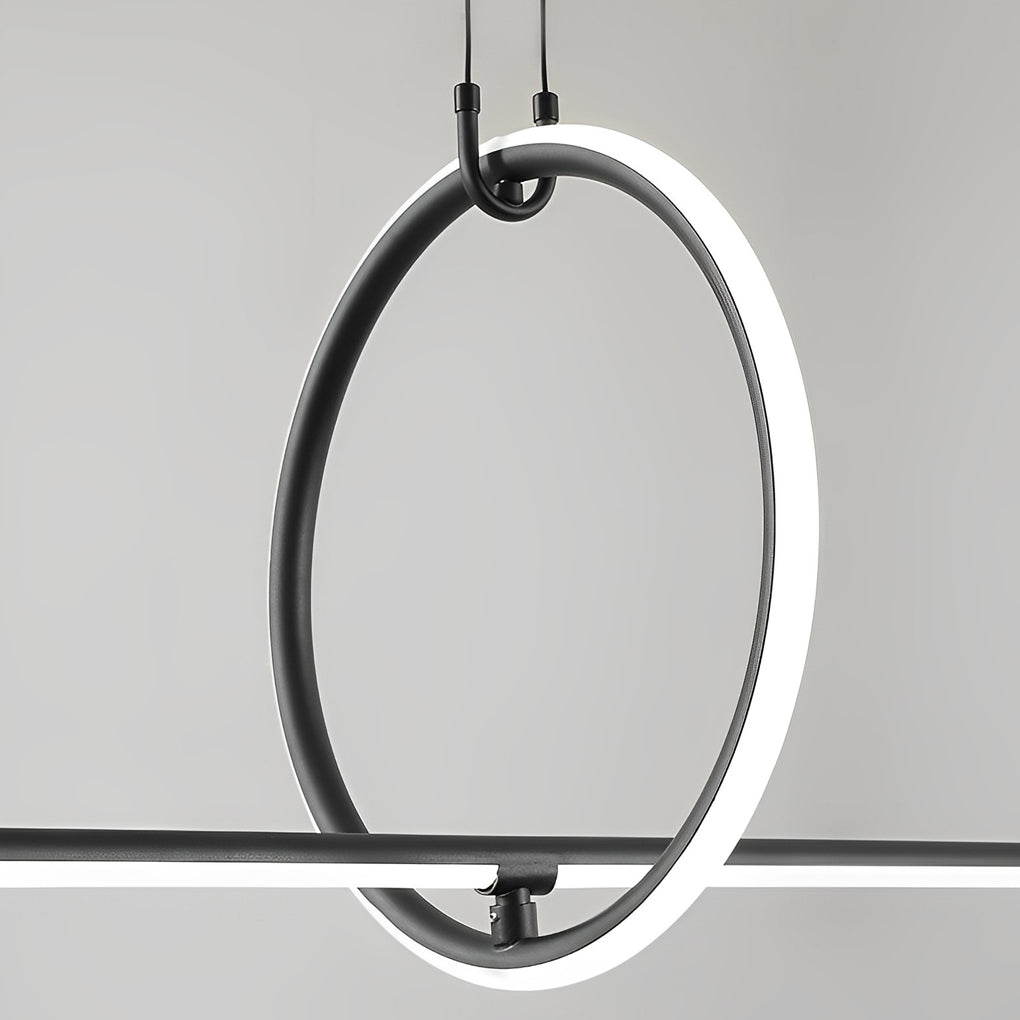 Long Linear Ring Three-Step Dimming Modern Minimalist LED Chandelier