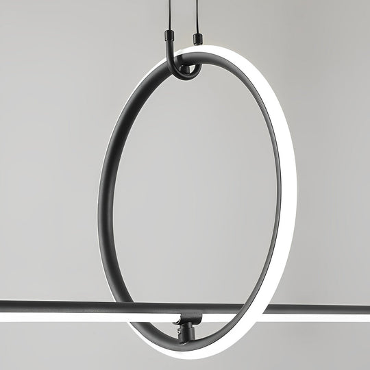 Long Linear Ring Three-Step Dimming Modern Minimalist LED Chandelier