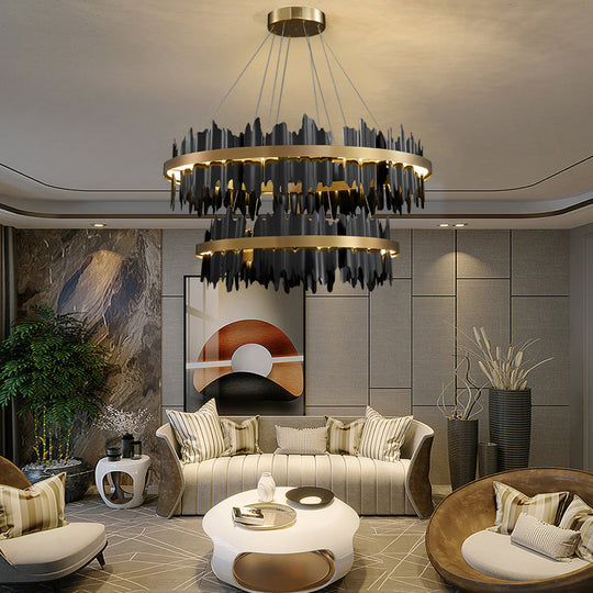 Creative Metal Circular Stepless Dimming LED Post Modern Chandelier