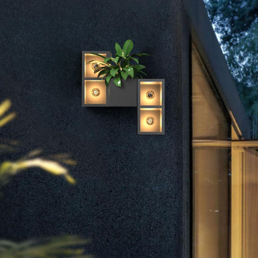 Waterproof Creative Square Combination Wall Lamp with Flowerpot