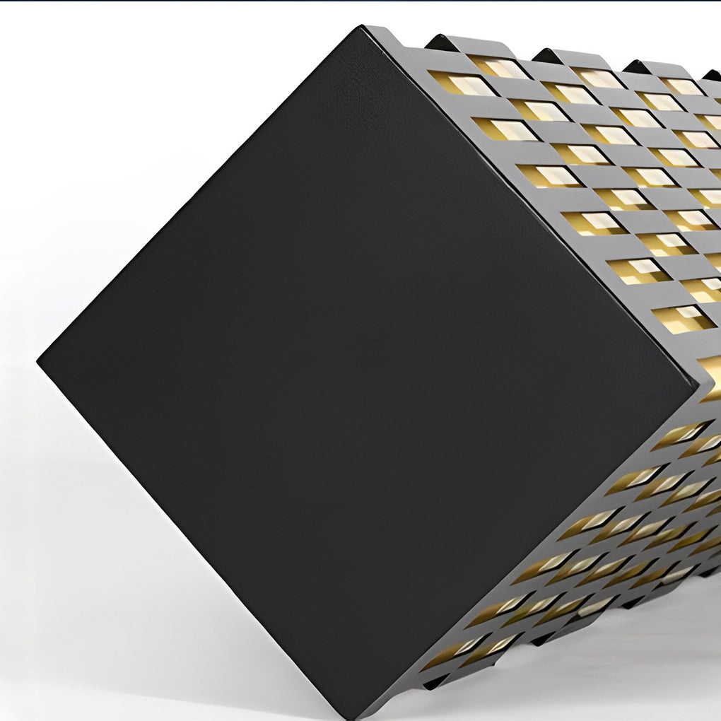 Grid-Designed Black LED Outdoor Lawn Bollard Light