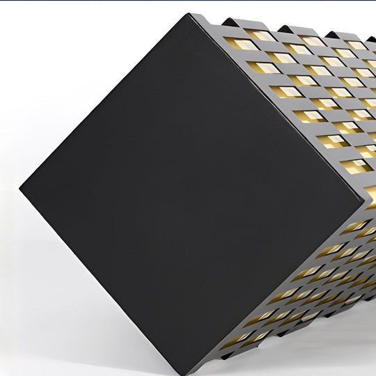 Grid-Designed Black LED Outdoor Lawn Bollard Light